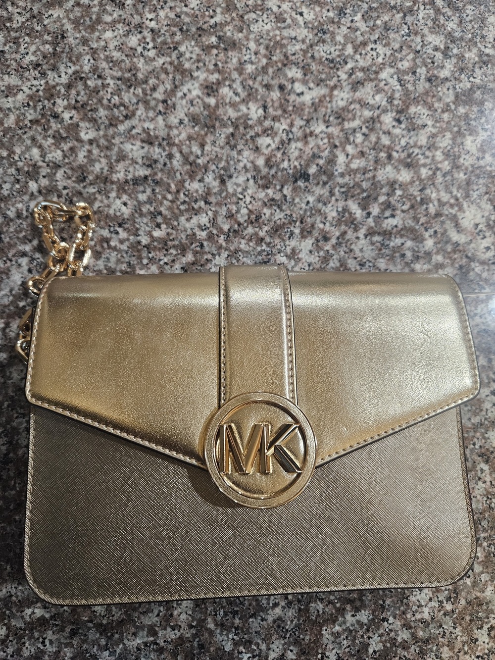 Michael Kors Gold Leather Crossbody Bag